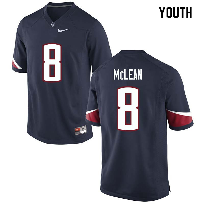 Youth #8 Aaron McLean Uconn Huskies College Football Jerseys Sale-Navy - Click Image to Close